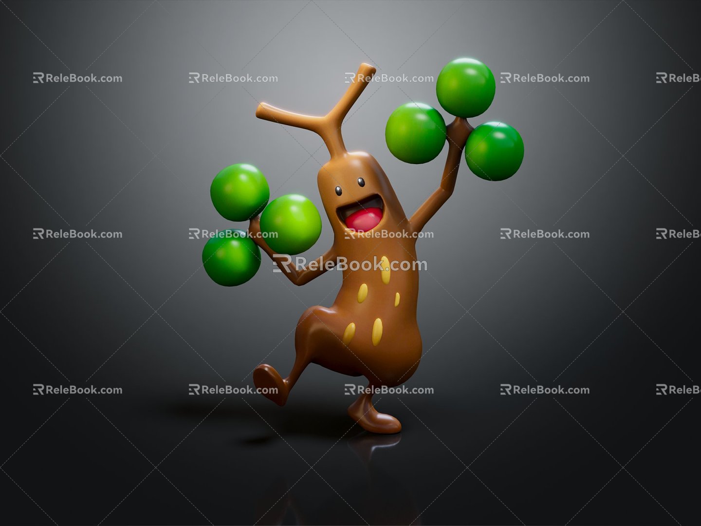 Modern game character Pokemon Soodo wood tree 3d model