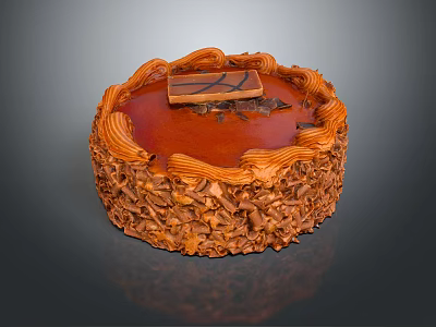 Delicious Elegant Chocolate Cake with Orange Cream Swirls and Chocolate Shavings 3d model