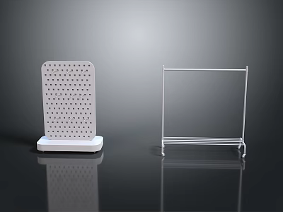 Modern Furniture With White Perforated Shelf And Metal Frame Rack 3d model