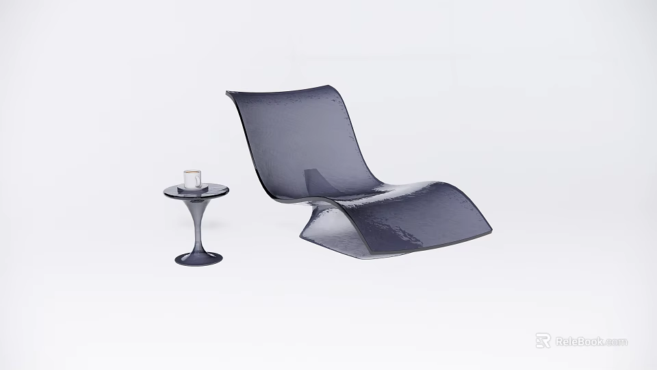 Modern Sleek Lounge Chair With Acrylic Design And Side Table With Candle 3d model 