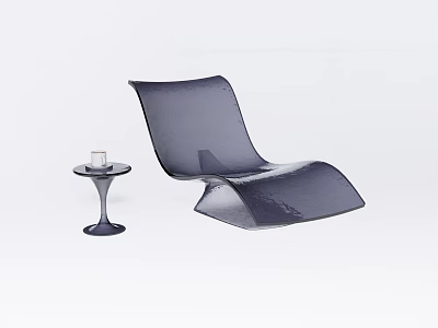 Modern Sleek Lounge Chair With Acrylic Design And Side Table With Candle 3d model
