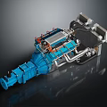 Automotive Parts With Metal Structure Blue Components Pipes Radiator And Mechanical Design
