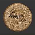 Golden Armored Man Statue Holding Sword Standing On Circular Base