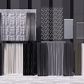 Modern Curtain Designs With Textured Patterns Solid Colors And Vertical Stripes 3d model