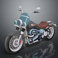 Vintage Motorcycle With Blue Fuel Tank Brown Leather Seat White Rims And Red Brake Calipers