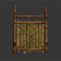 Rustic Wooden Gate With Spiked Tops Crossed Slats And Mossy Details