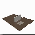 Light Colored Square Rug with Black Border and White Cushion on Wooden Floor