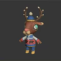 Cute Cartoon Deer Character With Blue Hat Decorative Antlers And Bear Design Jacket Yellow Boots