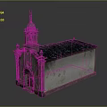 Traditional Church Building With Steeple Cross Black Tiled Roof And Arched Stone Doorway