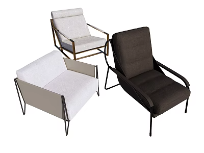 Modern Accent Chairs in White Beige Dark Brown with Metal Frame and Sleek Contemporary Design 3d model