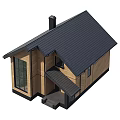 Two Story Single Family Wooden House With Black Roof And Front Porch Exterior