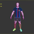Modern Soccer Jersey with Blue Red Stripes Team Badge Matching Shorts Socks and Cleats
