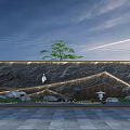 Modern Zen Feature Wall Design With Stone Accents Trees And Water Reflection