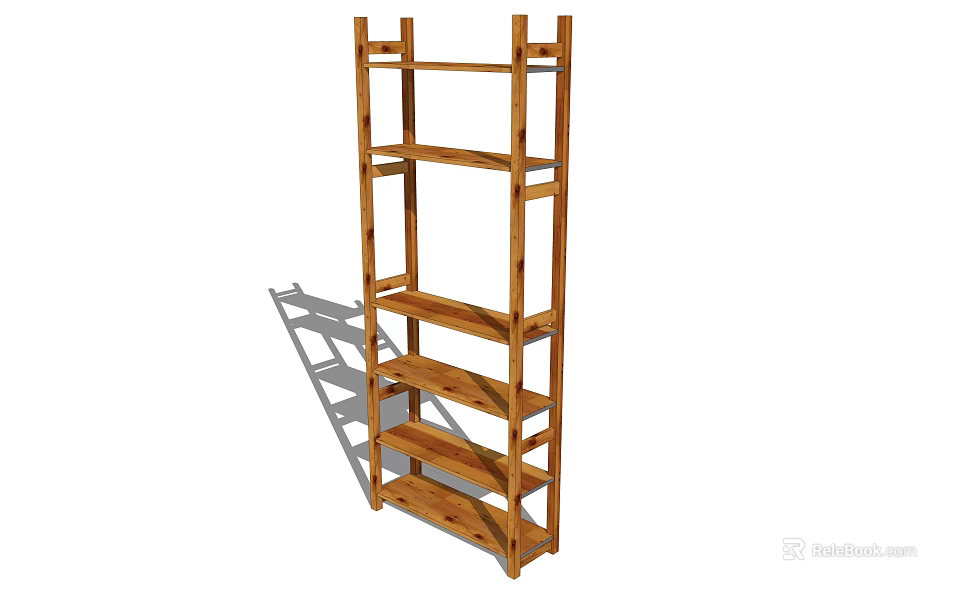Sturdy Wooden Bookshelf With Multiple Open Shelves For Home Library Storage 3d model 