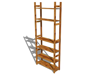 Sturdy Wooden Bookshelf With Multiple Open Shelves For Home Library Storage 3d model