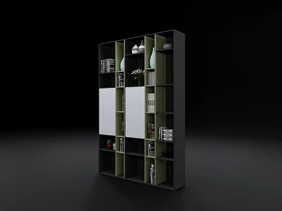 Modern Open Bookcase Design With Multiple Compartments Books And Decorative Items 3d model