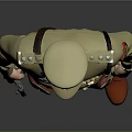 Man in Beige Uniform With Cap Badges Holstered Gun on Belt and Red Shoes