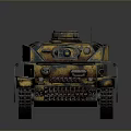 Detailed Military Tank With Yellow Black Camouflage Cannon Barrel And Tracks