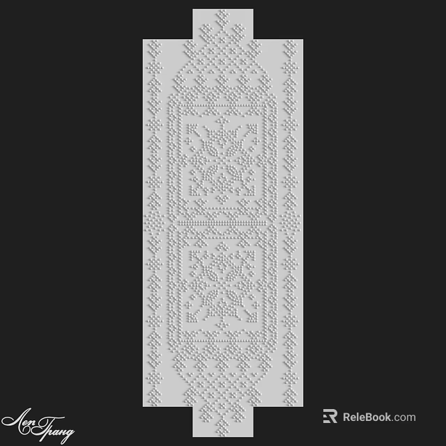 Intricate Decorative Fabric Component With Symmetric Geometric And Floral Patterns 3d model 
