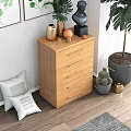 Wooden Chest of Drawers with Multiple Drawers Decorative Items and Plants in Living Room