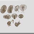 Wooden Garden Ornaments With Various Decorative Wheel Shaped Designs For Outdoor Decor