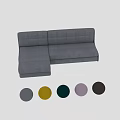 Gray L Shaped Sectional Sofa With Modern Tufted Design And Comfortable Seats 3d model