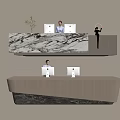 Modern Company Reception Area Bar Reception Desk 3d model