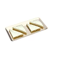 Delicious Three Triangular Layered Cream Sponge Cakes on Light Tray