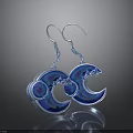 Sparkling Blue Moon and Star Shaped Dangle Earrings for Daily Use