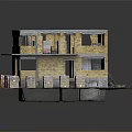 Two Storey Brick Building Under Construction With Material Stacks On Grassy Ground