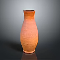 Handcrafted Carved Clay Vase Sculpture In Orange Ceramic With Textured Patterns