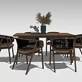 Nordic Dining Table and Chair Combination 3d model