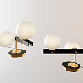 Modern Table Lamp Design With White Globe Shade Black Horizontal Stand And Gold Base 3d model