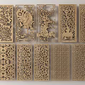 Decorative Wooden Partition With Various Intricate Carved Patterns For Home Interior