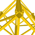 Yellow Metal Geometric Frame Structure With Interconnected Steel Beams For Industrial Use