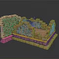 Modern Decorative Stone Structure With Stacked Brick Walls Steps And Green Plants