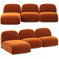 Orange Upholstered Modular Sectional Sofa With Chrome Legs And Modern Design 3d model