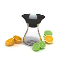 Fresh Oranges And Limes With Glass Juicer For Citrus Fruit Extraction