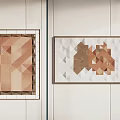 Modern Geometric Wall Art Decor With Brown Beige Abstract Patterns And Frames 3d model