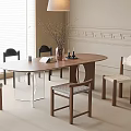 Middle style dining table and chair combination 3d model