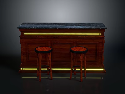 Wooden Shoe Cabinet With Black Countertop And Yellow LED Lighting Design For Home 3d model