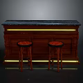 Wooden Shoe Cabinet With Black Countertop And Yellow LED Lighting Design For Home