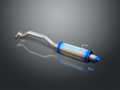 Automotive Exhaust Pipe Component With Stainless Steel Body Shiny Blue Chrome Surface And High Performance 3d model