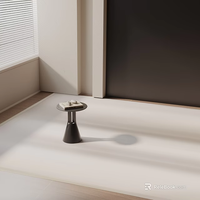 Modern Round Top Side Table with Sleek Metal Base in Bright Interior Space 3d model 