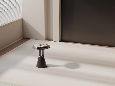 Modern Round Top Side Table with Sleek Metal Base in Bright Interior Space 3d model