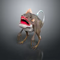 Mythical Creature With Red Open Mouth Sharp Teeth Spiked Back And Clawed Limbs 3d model