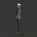 3D Character Model In Silver Shiny Suit With Black Pants And White Hair
