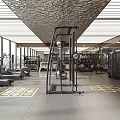 Modern Gym Fitness Space With Treadmills Strength Machines And Large Windows