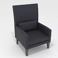 Modern Dark Blue Leisure Chair With High Back Armrests And Solid Dark Supportive Legs 3d model