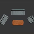 Contemporary Grey Tufted Sofa Set With Three Pieces And Red Rectangular Coffee Table